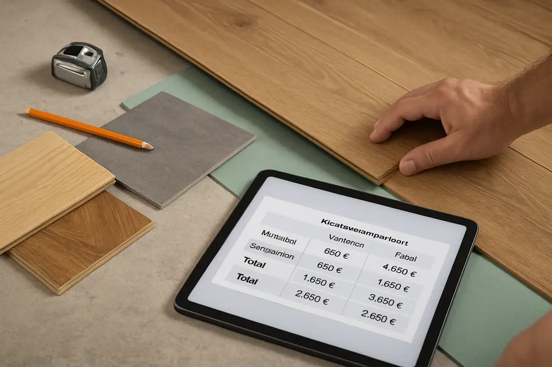 Boden im 25 m² Wohnzimmer tauschen: Kostenvergleich für Laminat, Vinyl und Parkett in München