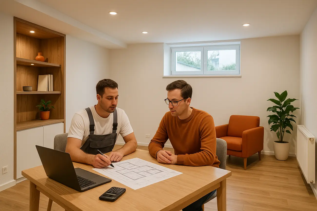 Innenausbau im Keller in München-Süd: Vom Abstellraum zum Wohnraum