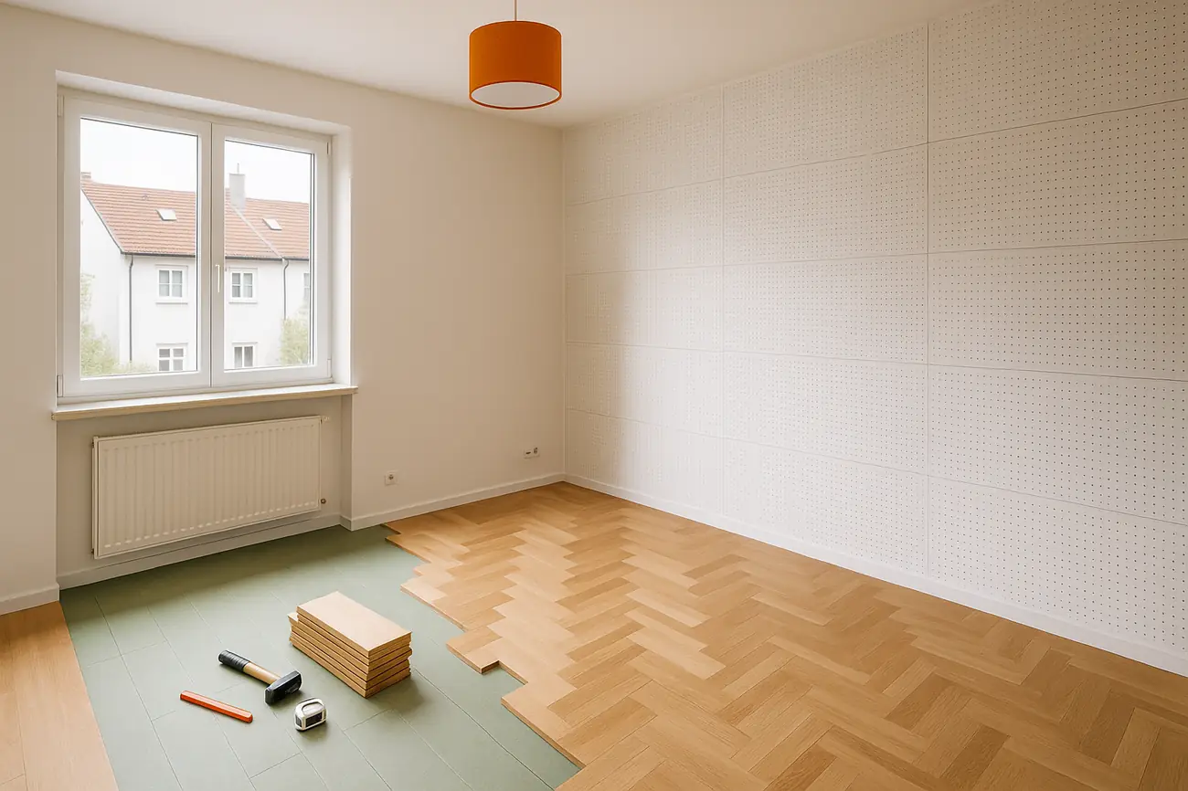 Innenausbau im Reihenhaus bei Pullach: Trockenbau und Bodenplanung