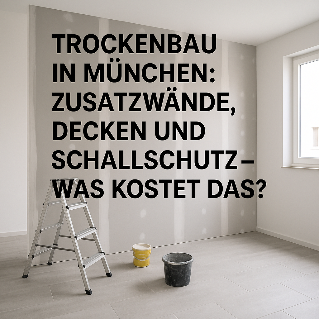 Trockenbauwand in einem renovierten Zimmer in München mit Leiter und Eimer